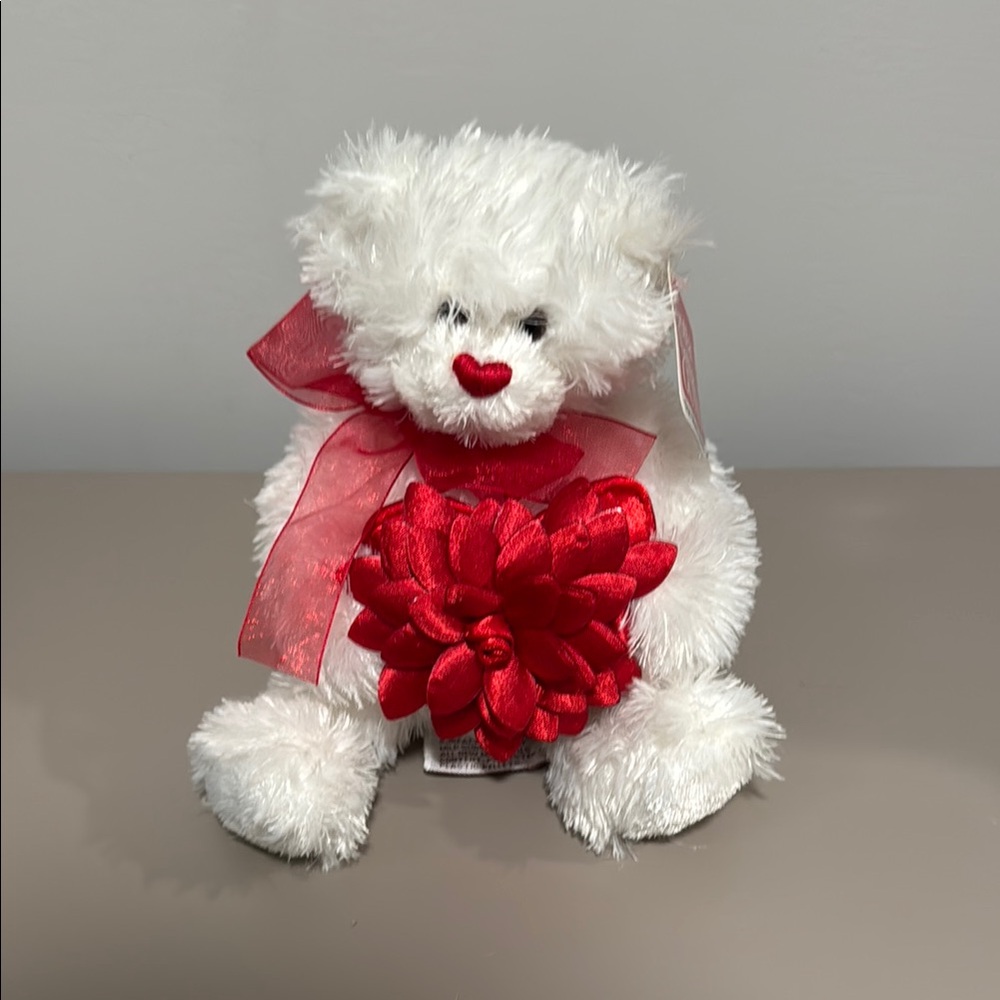 White and Red Plush Teddy Bear